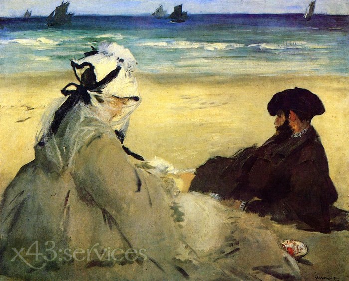 Edouard Manet - Am Strand Suzanne und Eugene Manet bei Berck - On the Beach Suzanne and Eugene Manet at Berck